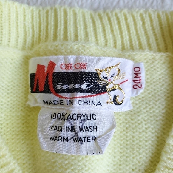 Vintage Mimi Cardigan Cable Knit Sweater Button-Up Yellow Baby Girl 24 Month - Picture 3 of 4